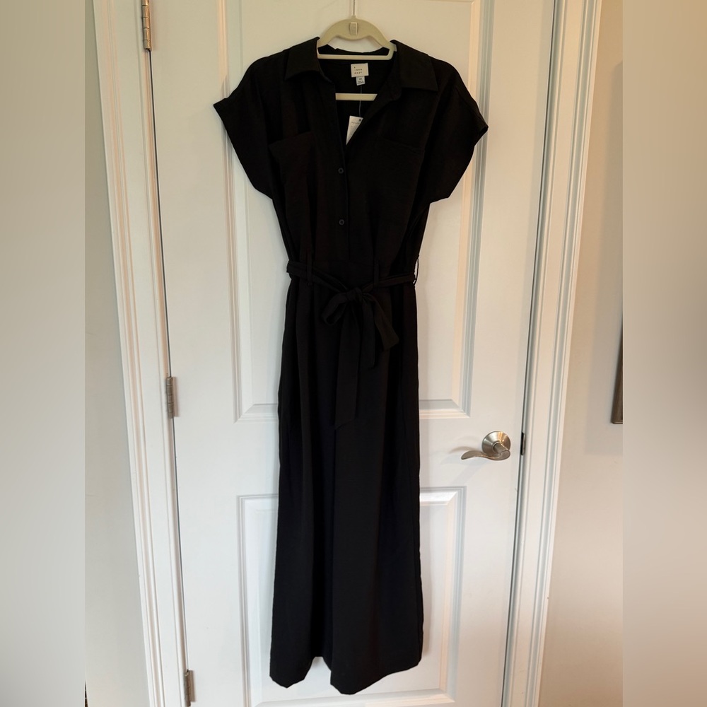 NWT a new day Black Button-Up jumpsuit with belt